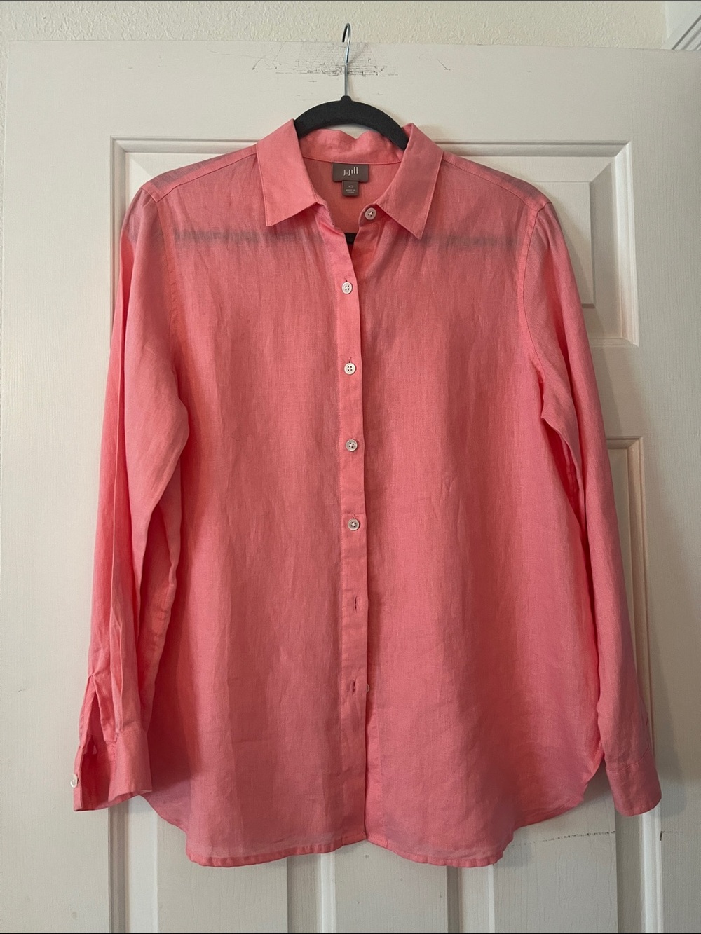 J Jill NWOT NEVER WORN Coral Pink Linen Button-Down Shirt